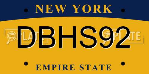 DBHS92 New York License Plate