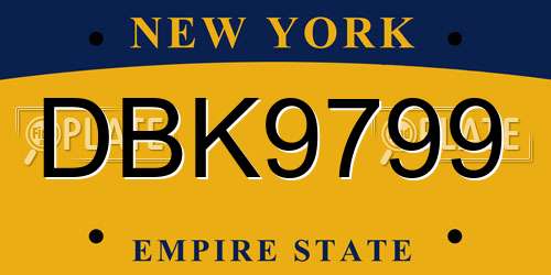 DBK9799 New York License Plate