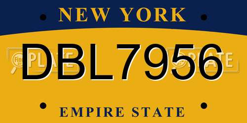 DBL7956 New York License Plate
