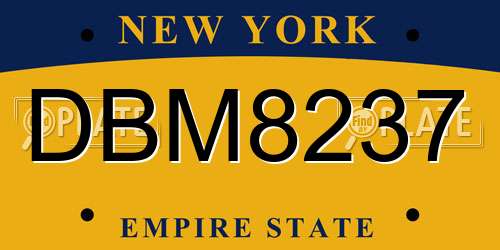 DBM8237 New York License Plate