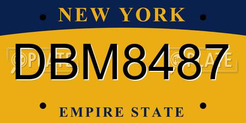 DBM8487 New York License Plate