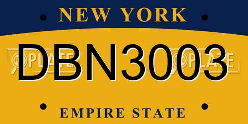 DBN3003 New York License Plate