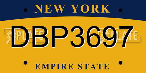 DBP3697 New York License Plate
