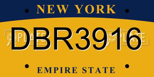 DBR3916 New York License Plate