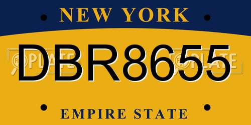 DBR8655 New York License Plate
