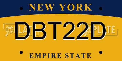 DBT22D New York License Plate