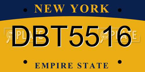 DBT5516 New York License Plate