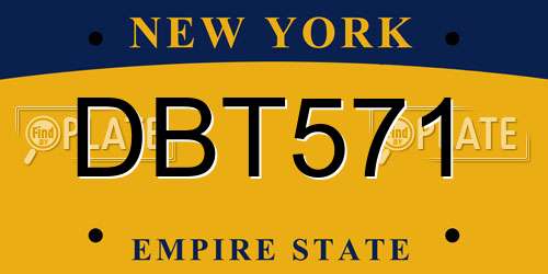 DBT571 New York License Plate