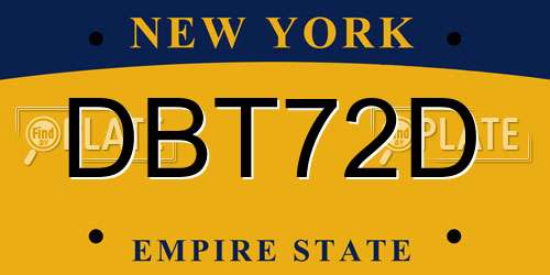 DBT72D New York License Plate