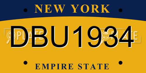 DBU1934 New York License Plate