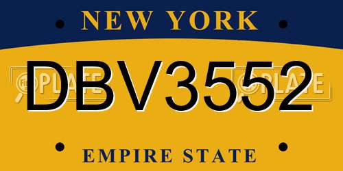 DBV3552 New York License Plate