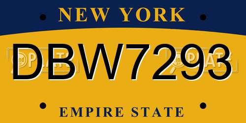 DBW7293 New York License Plate