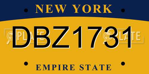 DBZ1731 New York License Plate