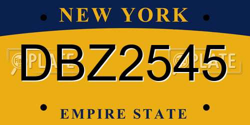 DBZ2545 New York License Plate