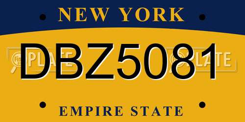 DBZ5081 New York License Plate