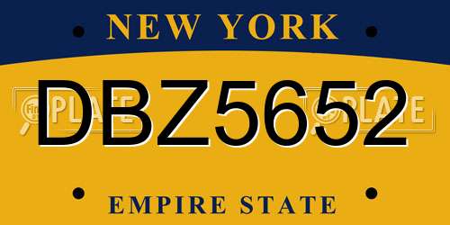 DBZ5652 New York License Plate