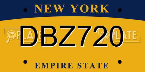 DBZ720 New York License Plate