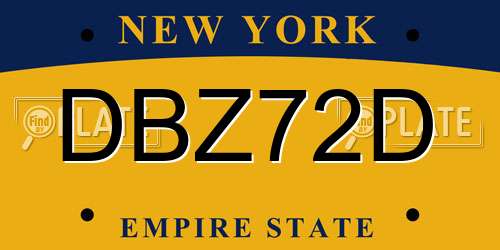 DBZ72D New York License Plate