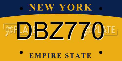 DBZ770 New York License Plate
