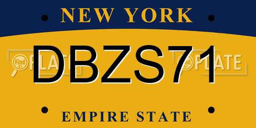 DBZS71 New York License Plate
