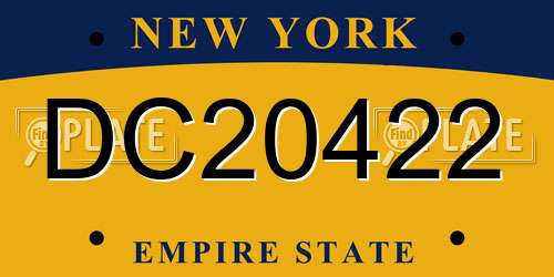DC20422 New York License Plate