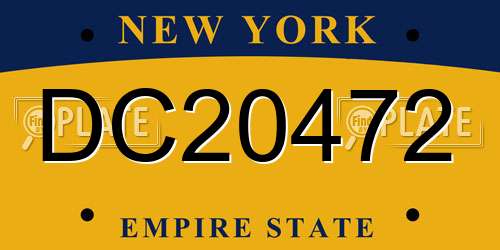 DC20472 New York License Plate