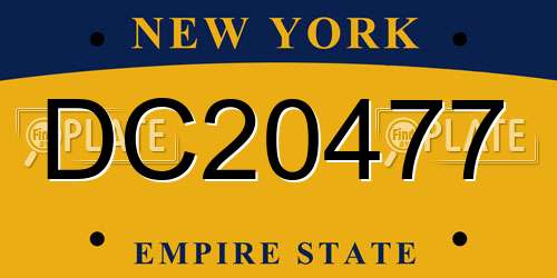 DC20477 New York License Plate