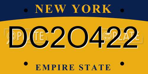 DC2O422 New York License Plate