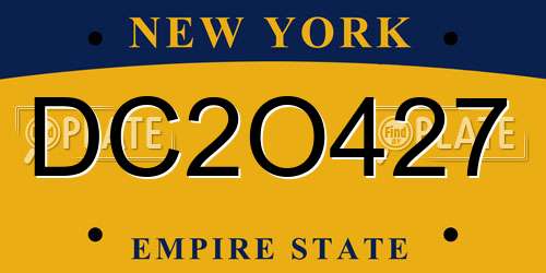 DC2O427 New York License Plate