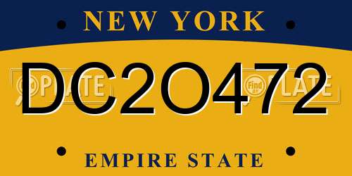 DC2O472 New York License Plate