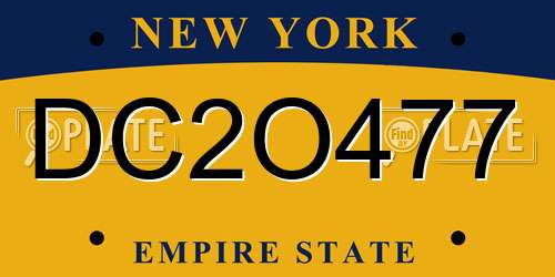 DC2O477 New York License Plate