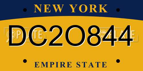 DC2O844 New York License Plate