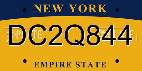 DC2Q844 New York License Plate