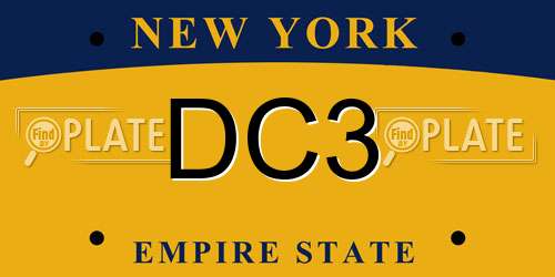 DC3 New York License Plate
