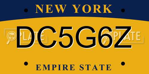 DC5G6Z New York License Plate