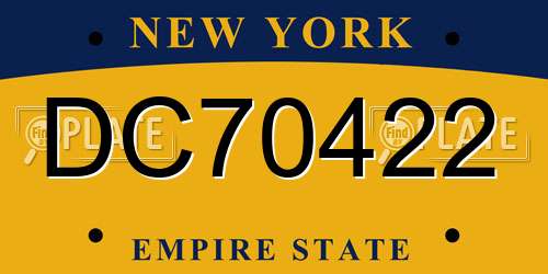 DC70422 New York License Plate