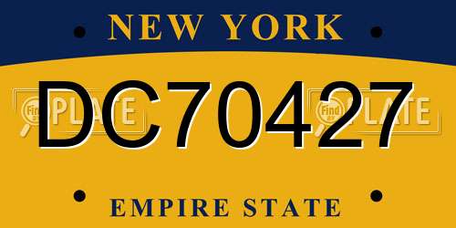 DC70427 New York License Plate