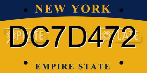 DC7D472 New York License Plate