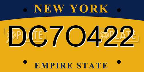 DC7O422 New York License Plate