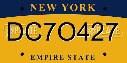 DC7O427 New York License Plate