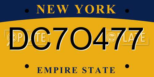 DC7O477 New York License Plate