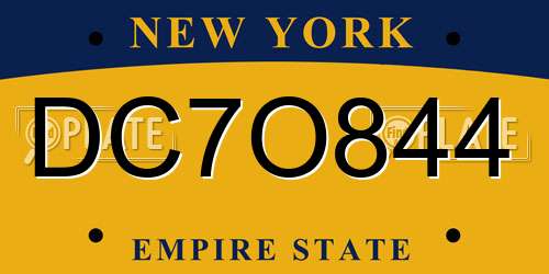 DC7O844 New York License Plate