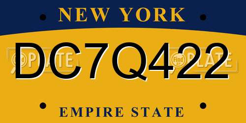 DC7Q422 New York License Plate