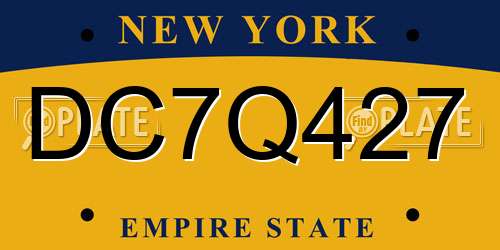 DC7Q427 New York License Plate