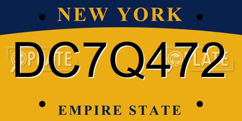 DC7Q472 New York License Plate