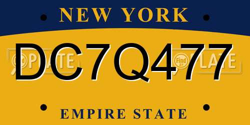 DC7Q477 New York License Plate