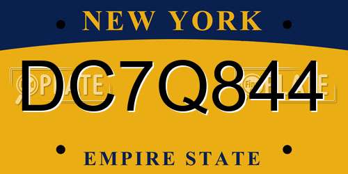 DC7Q844 New York License Plate