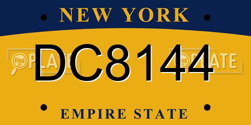 DC8144 New York License Plate