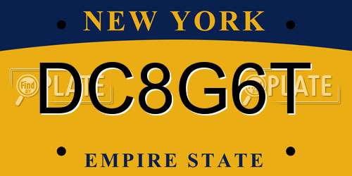 DC8G6T New York License Plate