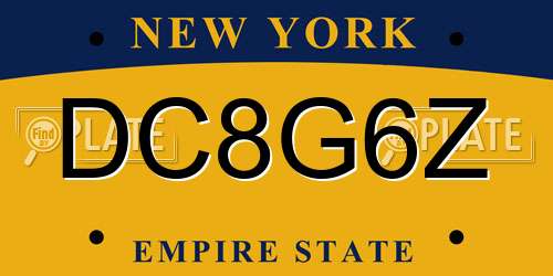 DC8G6Z New York License Plate